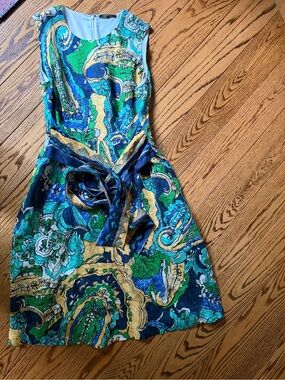 Kobi Halperin Multicolor Paisley Fit-and-Flare Dress - Blue, Green, Gold